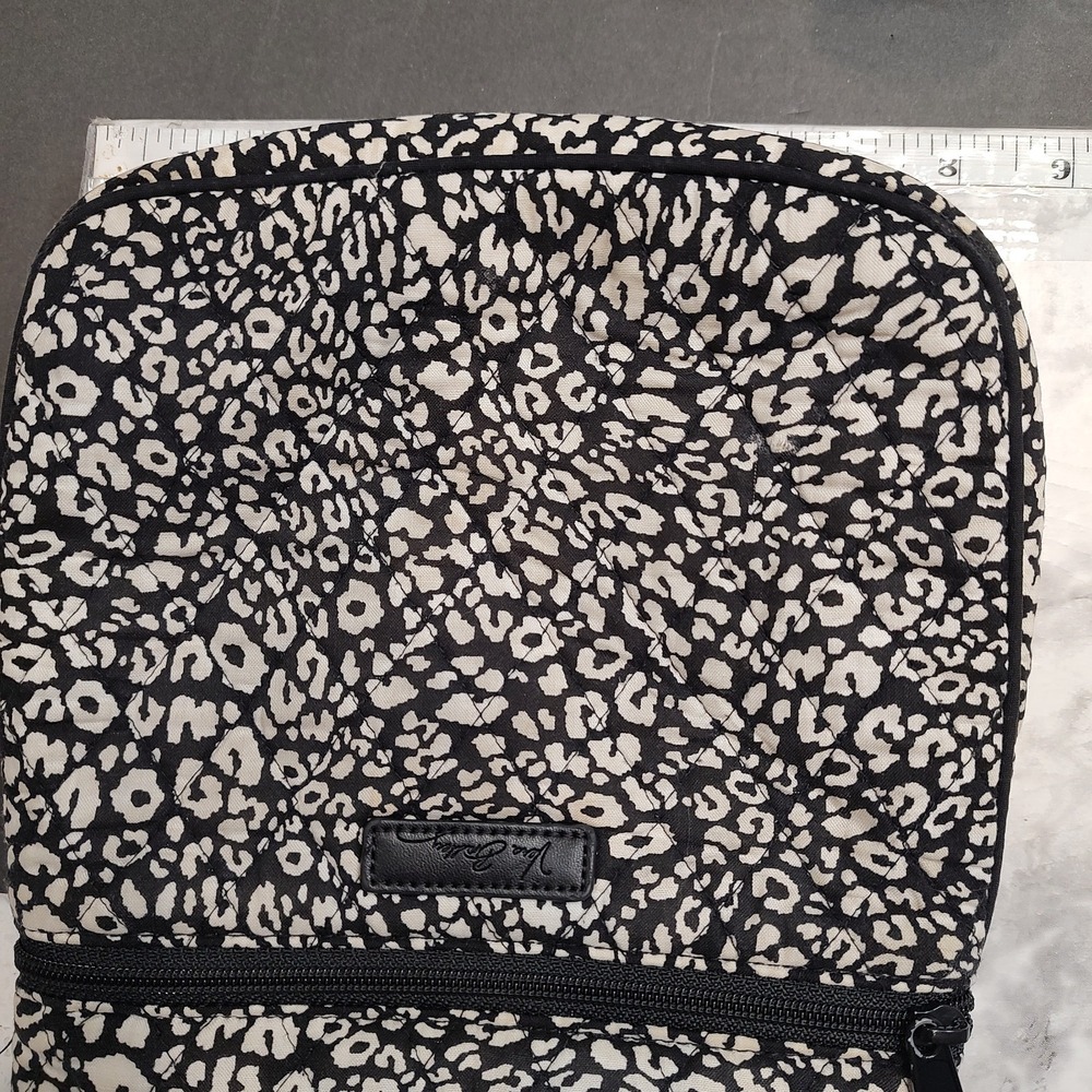 Vera Bradley Black White Animal Print Quilted Crossbody Zip Pockets Adjustable - Picture 7 of 12
